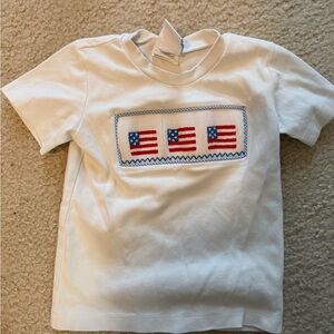Patriotic White Kids Tee with Flag Design